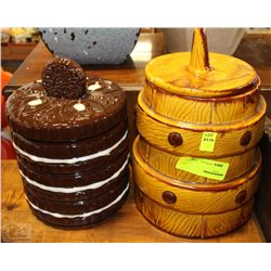 LOT OF 2 COOKIE JARS,BARREL AND OREO COOKIE