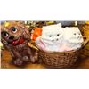 Image 1 : LOT OF 2 CERAMIC COOKIE JARS - PUPPY AND KITTENS