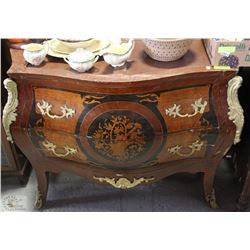 ANTIQUE BUBBLED 2 DRAWER DRESSER WITH CAST IRON