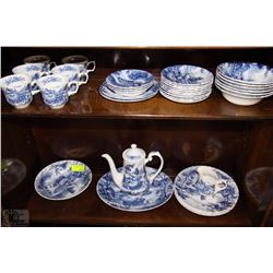 BLUE AND WHITE STAFFORDSHIRE "HAYRIDE"  SET