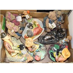 FLAT OF BEAR ORNAMENTS AND LAZY MAN FIGURINES