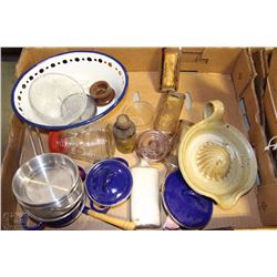 FLAT OF MINI POTS AND PANS, VINTAGE MEDICINE