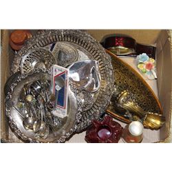 BOX OF SILVER PLATED JEWELRY BOXES, COLLECTIBLE