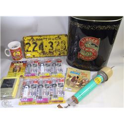 FLAT WITH SINGER GARBAGE CAN,SLINKY DOG, LICENSE