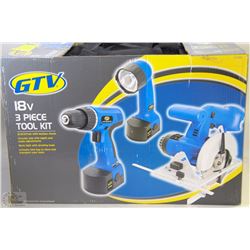 GTV 18V 3PC TOOL KIT WITH DRILL/DRIVER,CIRCULAR