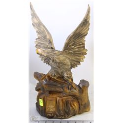 WOODEN CARVING OF AN EAGLE 9"X15"HIGH