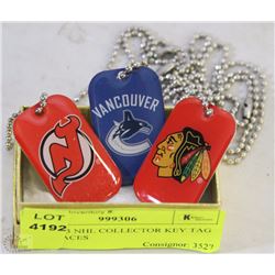 LOT OF 3 NHL COLLECTOR KEY TAG NECKLACES