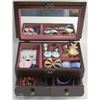 Image 1 : WOOD JEWELRY BOX AND CONTENTS (FILLED)