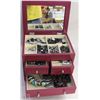 Image 1 : REDDISH MED JEWELRY BOX WITH CONTENTS