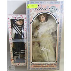 2 NIB PORCELAIN DOLLS