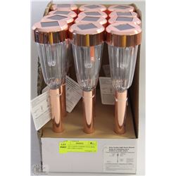 LOT OF 12 NEW COPPER COLOURED SOLAR YARD LIGHTS