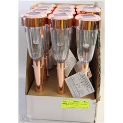 LOT OF 12 NEW COPPER COLOURED SOLAR YARD LIGHTS