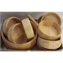 11PC WOODEN SALAD BOWL SET - THAILAND MADE