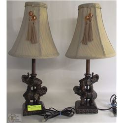 PAIR OF METAL ELEPHANT LAMPS