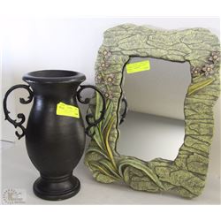 BLACK WROUGHT IRON "CRISELDA" HANDLED VASE 12"H