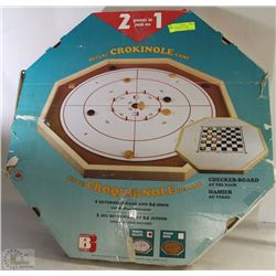 DELUXE CROKINOLE GAME CHECKER BOARD, DAMIER