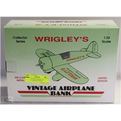 DIE CAST METAL WRIGLEYS VINTAGE AIRPLANE BANK