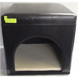 LEATHER FOOT STOOL/PET HOUSE 18" X 18"