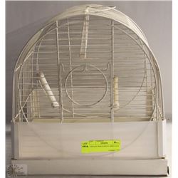 VINTAGE WHITE METAL BIRD CAGE