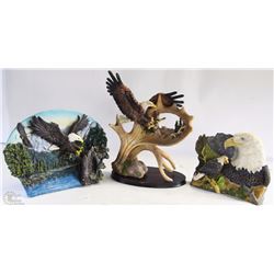 3 EAGLE FIGURINES