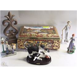 GERMAN METAL BOX W 5 COLLECTIBLE FIGURES INSIDE