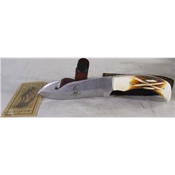 7¼" HAND MADE BONE HANDLE KNIFE W/ SHEATH