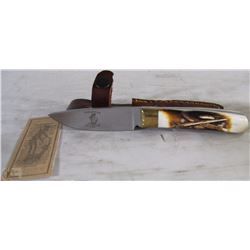 7½" HAND MADE BONE HANDLE KNIFE W/ SHEATH