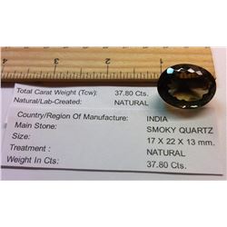 NATURAL 37.80 OVAL CUT SMOKY QUARTZ GEMSTONE