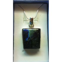 NATURAL LABRADORITE PENDANT SET IN .925