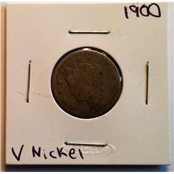 1900 US V 5 CENT COIN