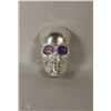 Image 1 : #5)3 TROY OUNCE .999 FINE SILVER SKULL WITH PURPLE