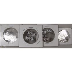 #1) LOT OF 4  SETS OF .999 SILVER 1 GRAM PIECES