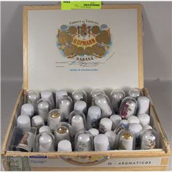 CIGAR BOX W/ 35PC. COLLECTOR THIMBLES
