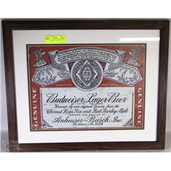 18 X 22 FRAMED BUDWEISER BEER SIGN