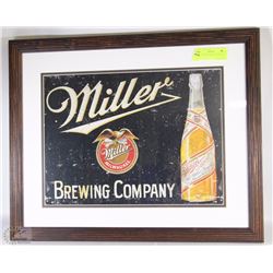 18 X 22 FRAMED MILLER BEER SIGN