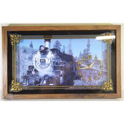 13 X 21 FRAMED TRAIN ENGINE CLOCK