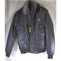 NEW EMPORIO BLACK FAUX LEATHER JACKET W/ FAUX