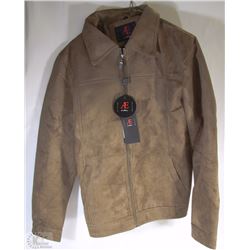 NEW FAUX LEATHER TAN BROWN JACKET SIZE LARGE