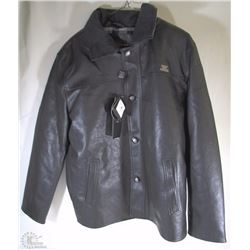 NEW EMPORIO FAUX LEATHER BLACK JACKET W/CORDUROY