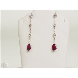 #1-14KT GOLD RUBY & WHITE SAPPHIRE EARRINGS