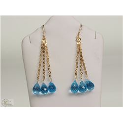 #20-14KT GOLD BLUE TOPAZ (9CT) EARRINGS