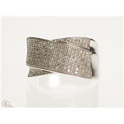 #22-STERLING SILVER DIAMOND (0.65CT) RING SIZE 6.5