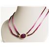 Image 2 : #23-14KT GOLD CLASP RUBY & SAPPHIRE NECKLACE