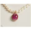 Image 1 : #41-14KT GOLD RUBY & FRESH WATER PEARL NECKLACE