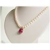 Image 3 : #41-14KT GOLD RUBY & FRESH WATER PEARL NECKLACE