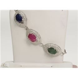 #43-STERLING SILVER RUBY EMERALD & SAPPHIRE