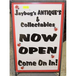 JAYBUGS ANTIQUES & COLLECTIBLES STREET SIGN