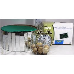 BOX WITH MIRRORED KEEPSAKE BOX, WESTCLOX ALARM