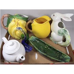 FLAT OF ASSORTED UNIQUE TEAPOTS