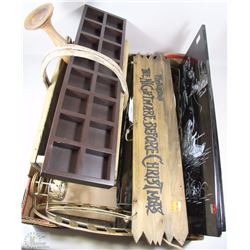 FLAT OF DECORATIVE WALL MIRRORS, PAIR OF BLACK